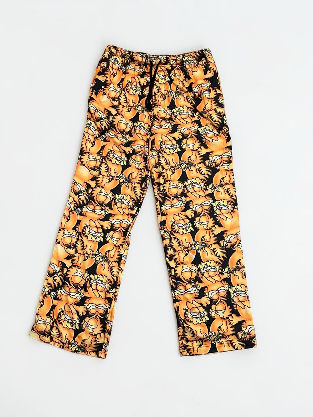 Black & Orange Graphic Print Drawstring Joggers